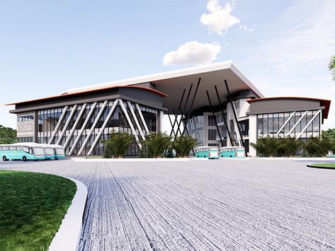 Bus Terminal Design Concept Plan, Bus Terminal Design Architecture, Terminal Design Architecture, Bus Station Design Architecture, Transportation Hub Architecture, Bus Terminal Design Concept, Student Center Design, Bus Terminal Architecture, Bus Terminal Design