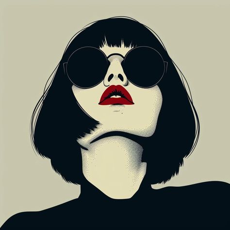 🚀🎁Charming Illustrations with Midjourney Prompts: Tap the Link in my Profile👉🔗 Woman With Sunglasses, Boho Art Drawings, Female Drawing, Beautiful Henna Designs, Mother Art, Pop Art Illustration, Indian Folk Art, Red Lip, Stencil Art