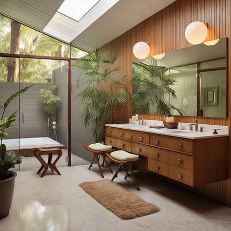 Midcentury Modern Bathroom, Mid Century Bathroom Ideas, Inspiring Lifestyle, Australian House, Cladding Design, Mid Century Modern Bathroom, Timeless Bathroom, Mid Century Bathroom, Mid Century Modern Interiors