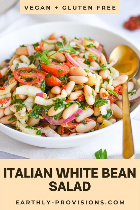 White Bean And Kale, Cannellini Bean Salad, Vegan Italian Recipes, Cannellini Bean, White Bean Salad, Bean Salad Recipes, Vegan Italian, Vegan Salad Recipes, Vegan Lunches