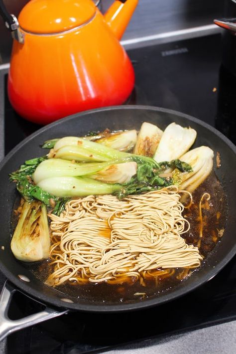 Pak Choi Noodles | Oddbox Pak Choi Recipe, Pak Choy, Garlic And Ginger, Pak Choi, Vegetarian Cabbage, Chinese Cabbage, Chilli Flakes, 2 Ingredients, Sesame Seeds