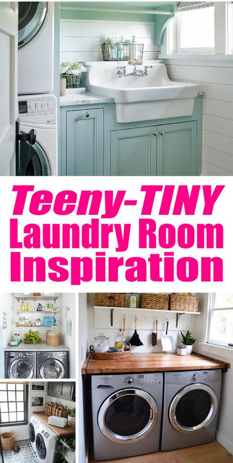 Teeny Tiny Laundry Room Inspiration for the teeny tiny laundry room owner. Just because it's a closet, doesn't mean it can't be both functional and pretty! Tiny Laundry Room, Tiny Laundry, Laundry Room Storage Shelves, Diy Home Decor For Apartments, Tiny Laundry Rooms, Small Laundry Room Organization, Room Storage Diy, Budget Decorating, Laundry Room Inspiration