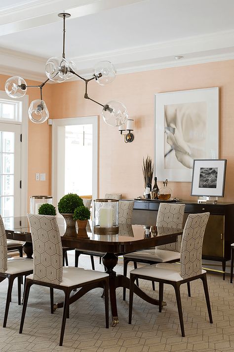 Brighten Up Any Room With A Flattering Peach Paint Color | WOW 1 DAY Painting Peach Living Rooms, Peach Paint Colors, Peach Bedroom, Peach Rooms, Peach Paint, Dining Room Paint Colors, Peach Walls, Dining Room Paint, Dining Room Remodel