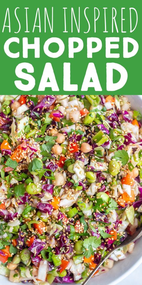 Asian Salad Vegetarian, Meal Prep With Cabbage, Asian Bean Salad, Asian Cabbage Salad Recipes, Chopped Cabbage Salad, Chic Pea Salad, Salad Asian, Asian Cabbage Salad, Meal Prep Lunches