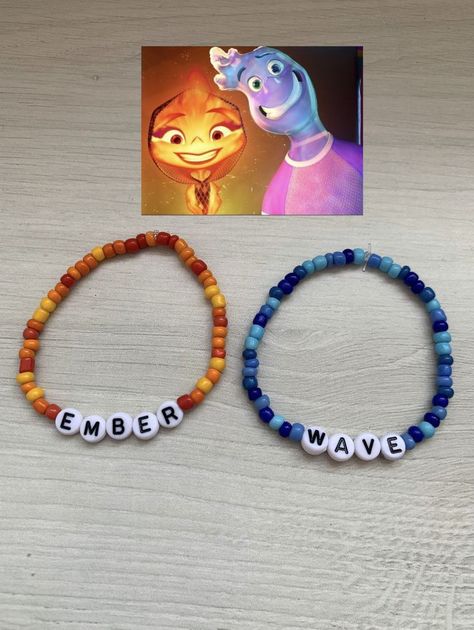 Inside Out Bracelet Ideas, Inside Out 2 Bracelet, Inside Out 2 Bracelet Ideas, Elemental Movie Crafts, Elemental Movie Party, Ember And Wade Elemental, Elementals Ember And Wade, Elemental Art Pixar, Elemental Ember X Wade