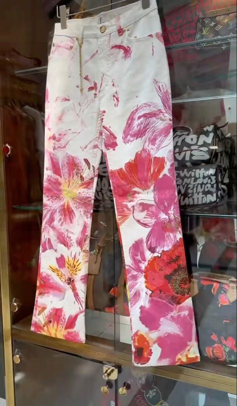 Roberto Cavalli Pants, Vintage Cavalli, Flower Clothes, Vintage Roberto Cavalli, Flower Pants, Concept Clothing, Swag Girl Style, Concert Fits, Flower Graphic