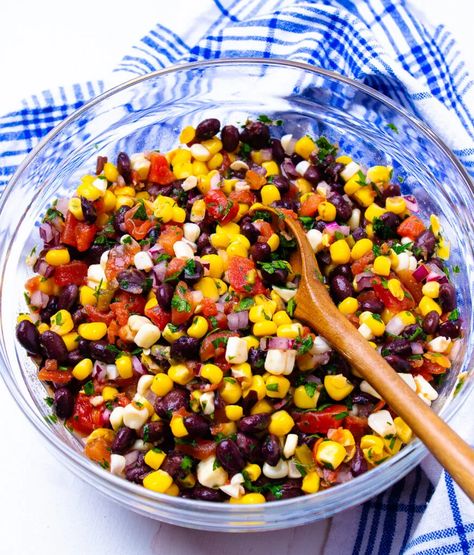 Black Bean Corn Salsa Recipe, Bean And Corn Salsa Recipe, Black Bean Salsa Recipe, Bean Salsa Recipe, Black Bean And Corn Salsa, Black Bean Corn Salad, Corn Bean Salsa, Black Bean Salad Recipe, Black Bean Corn Salsa