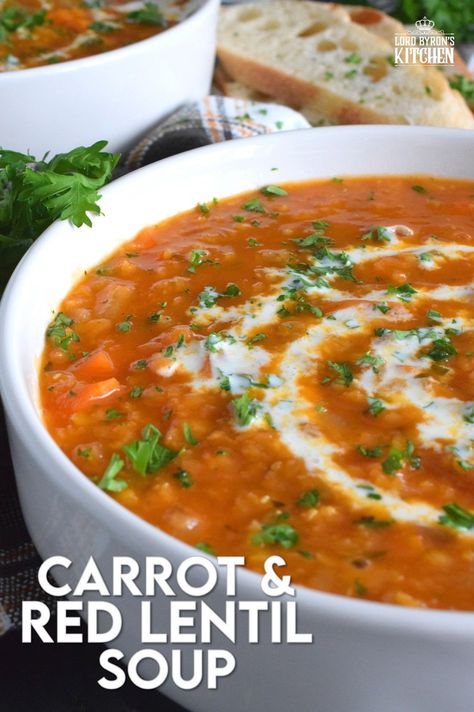 Carrot And Red Lentil Soup, Lentil Soups, Red Lentil Soup Recipe, Carrot And Lentil Soup, Veg Soup, Lentils And Rice, Homemade Soup Recipe, Lentil Soup Recipes, Red Lentil Soup