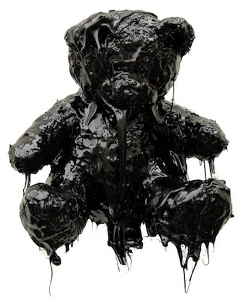 Black Tar Teddy Bear Sean Price, The Boogeyman, A Teddy Bear, The Dark Side, Sculpture Installation, Environmental Art, Black Mirror, Black Aesthetic, Dark Art