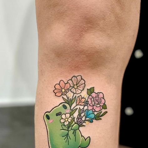 ONE FIVE Tattoo on Instagram: "🐸 Who can say no to a frog that brings your flowers?! @abiloveless #frogtattoo #frog #neofrog #neotraditionalfrog #frogtattoos #bathtattoo #onefivetattoo #abiloveless" Five Tattoo, H Tattoo, Frog Tattoos, A Frog, Neo Traditional, Tattoo On, Tattoos, Flowers, On Instagram