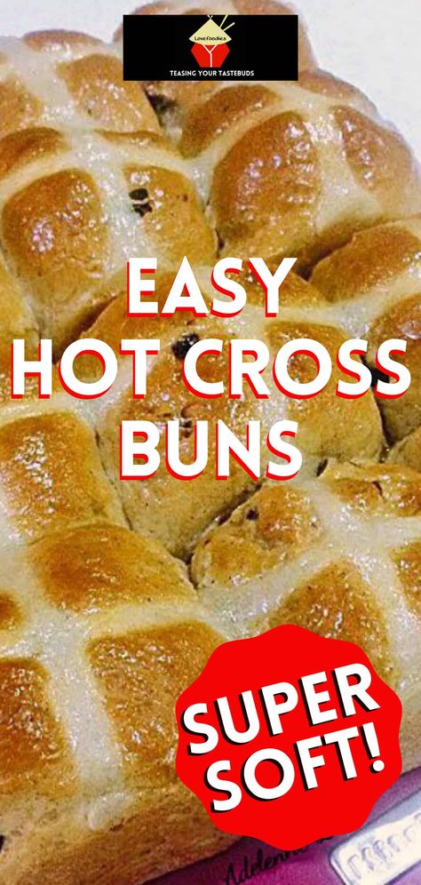 Easy Hot Cross Buns are a wonderfully soft, sweet, spiced bun, traditionally made for Easter time. Serve warm or cold, split open, toast and spread some butter and your favourite jam! Delicious! Easy Hot Cross Buns, Hot Cross Buns Recipe Easy, Easter Hot Cross Buns, Cross Buns Recipe, Great British Food, Hot Cross Buns Recipe, Easter Desserts Recipes, Hot Cross Buns, Easy Cinnamon