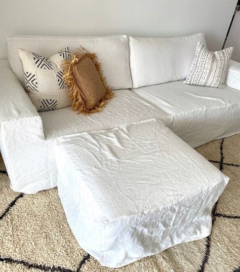 Linen Couch Cover  Natural Sofa Slipcover  Made of 100% | Etsy Natural Sofa, Natural Sofas, Linen Couch, Hygge Style, Couch Cushion Covers, White Couches, Diy Couch, Ottoman Cover, Slip Covers Couch