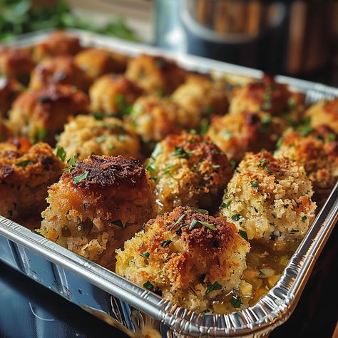 Stuffing Balls Recipe - recipes Stuffing Recipes Thanksgiving, Stuffing Balls Recipe, Christmas Stuffing, Side Dishes For Thanksgiving, Classic Stuffing, Dishes For Thanksgiving, Vegetarian Stuffing, Stuffing Balls, Stuffing Recipes For Thanksgiving