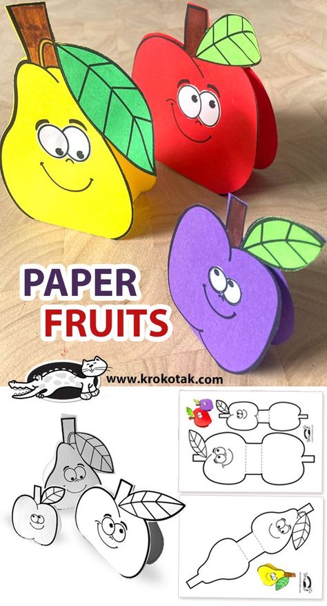 PAPER FRUITS+printable template Fruits Printable, Cards Making Ideas, Vegetable Crafts, Pumpkin Lanterns, Paper Fruit, Fruit Crafts, Craft Home Decor, K Crafts, Fruits For Kids