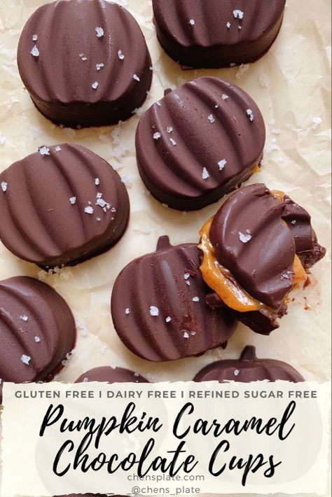 Dairy Free Halloween, Gluten Free Halloween Food, Hu Chocolate, Gluten Free Halloween, Usa Food, Sugar Free Vegan, Pumpkin Caramel, Halloween Chocolate, Caramel Chocolate