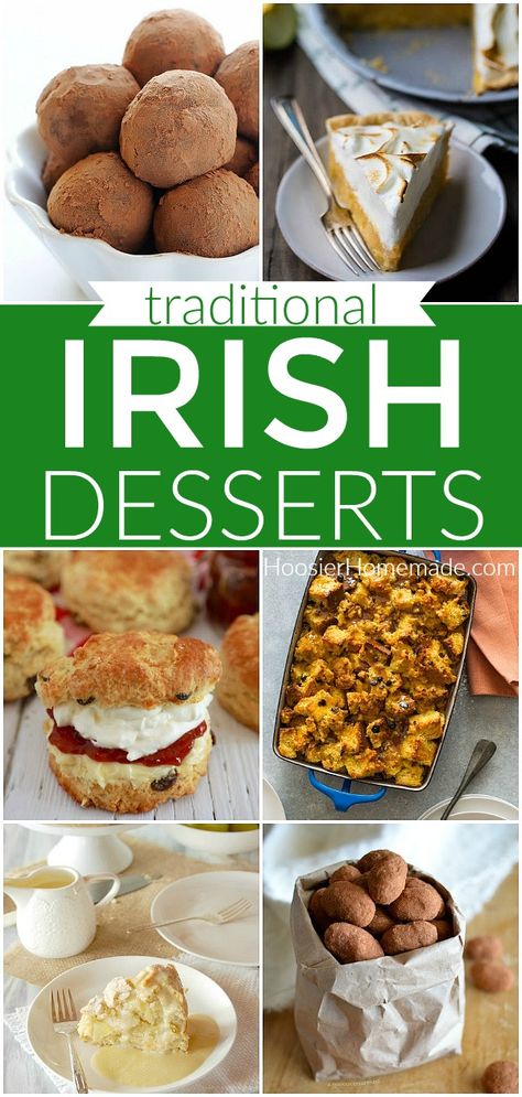 St. Patrick's Day Desserts | Traditional Irish Desserts | Green Desserts and more! #dessertrecipes #stpatricksday #stpatricksdaydesserts St Patricks Desserts, Easy Irish Recipes, Irish Recipes Appetizers, Irish Dessert Recipes, Irish Desserts Traditional, St Patricks Food, Irish Dinner, Irish Recipes Authentic, Irish Desserts