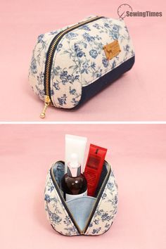 DIY LOVELY POUCH BAG TUTORIAL | Makeup Bag Design Idea Sewing Pattern [sewingtimes] Diy Pouch Bag, Makeup Bag Pattern, Diy Pouch, Diy Makeup Bag, Pouch Diy, Diy Sac, Pouch Sewing, Pouch Tutorial, Diy Bags Patterns