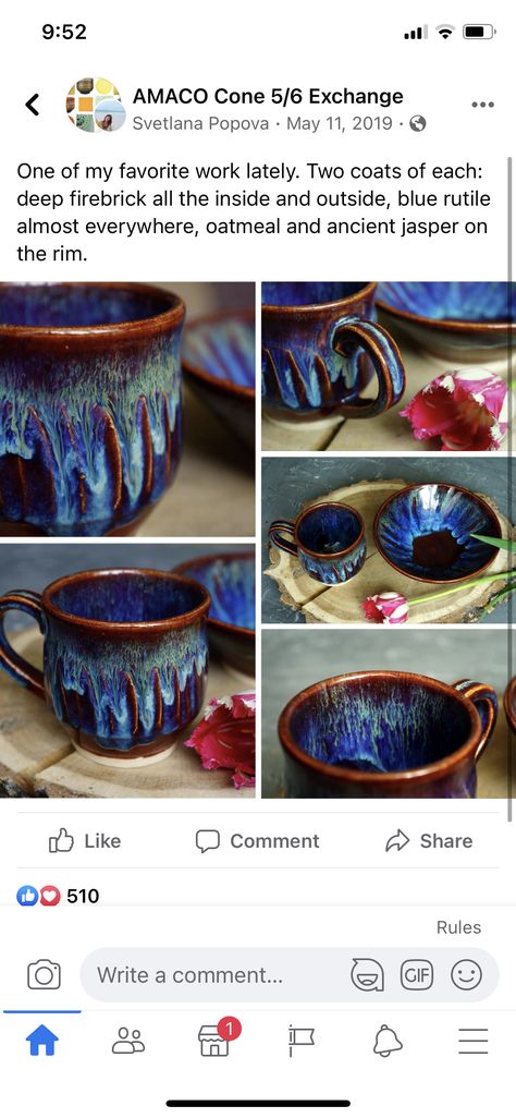 Blue Rutile, Glaze Combinations, Handmade Pottery Bowls, Amaco Glazes, Ceramic Glaze Recipes, Pottery Form, Ceramic Workshop, Hand Thrown Pottery, Slab Pottery