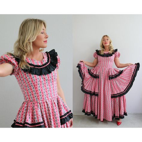 Pictures don't do this 1950's Western beauty... - Depop Square Dance Party, Skirt Tiered, Dresses 1950s, Purple Trim, Flair Dress, Western Dress, Skirt Fabric, B Fashion, Ric Rac