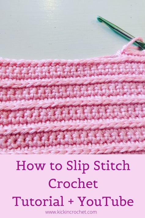 How to Slip Stitch Crochet - How to Crochet Lesson 2 - Kickin Crochet How To Do A Slip Stitch In Crochet, Elastic Stitch Crochet, Crochet Elastic Stitch, Slip Knot Crochet, Elastic Stitch, Yarn Stitches, Craft Mirror, Crochet Stitch Patterns, Yarn Tutorials