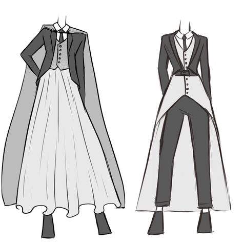 Wedding wears for androgynous/nonbinary/genderfluid people Genderfluid People, Mode Steampunk, Gender Fluid Fashion, Clothing Design Sketches, Drawing Anime Clothes, Non Binary, Androgynous Fashion, Prom Outfits, Fashion Design Drawings