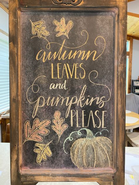 Fall Chalk Art Chalkboard Signs, Fall Chalkboard Wall Art, Hello Fall Chalkboard Art, Fall Store Chalkboard Sign, Fall Kitchen Chalkboard Ideas, Fall Chalk Bored Ideas, Autumn Blackboard Chalk Art, Sweater Weather Chalkboard Art, Simple Fall Chalkboard Art