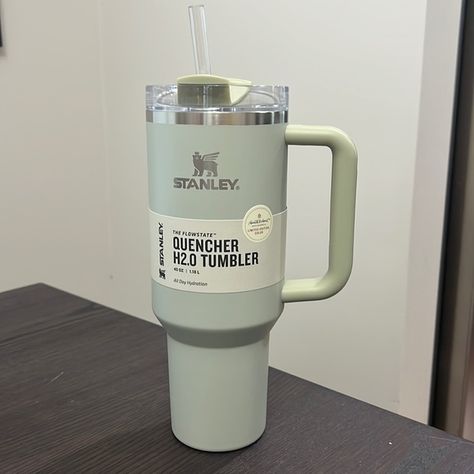 NWT Stanley 40 oz Tumbler in Serene Green Cute Stanley, Stanley Bottle, Stanley Water Bottle, Stanley Cups, Pretty Mugs, Vacuum Bottle, Graduation Cap Decoration, 40 Oz Tumbler, Hearth And Hand