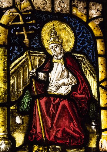 Pope St Clement I | St Clement (d.97) was the third pope aft… | Flickr Famous Letters, Painting On Glass Windows, Medieval Stained Glass, St Clement, St Peter, The Saint, Medieval Art, Roman Catholic, Labour