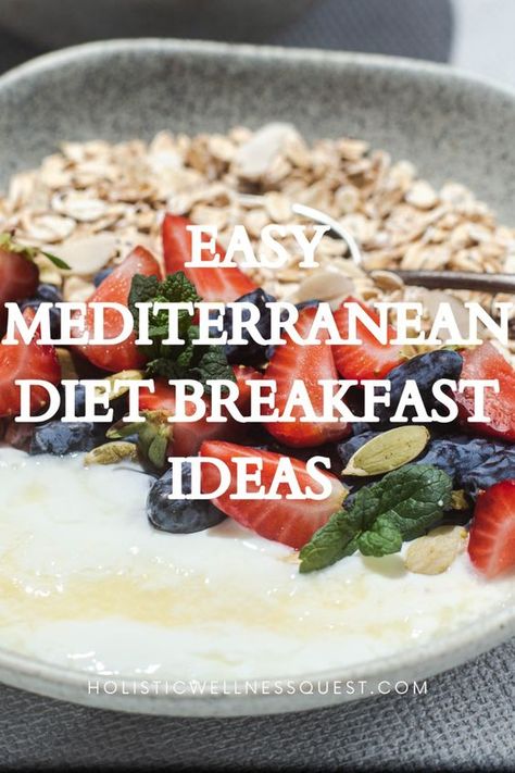 Kick off your day with these Mediterranean diet breakfast ideas! Perfect for busy mornings, these easy recipes bring all the flavors of the Mediterranean. From fresh fruits to protein-packed dishes, you’ll love these breakfast ideas. Head to the blog for more! Mediterranean Breakfast To Go, Oatmeal Mediterranean Diet, Breakfast Mediterranean Recipes, Breakfast On Mediterranean Diet, Med Diet Breakfast, Hearty Healthy Breakfast, Mediterranean Diet Overnight Oats Recipes, Mediterranean Diet For High Cholesterol, Medatrainian Diet Breakfast