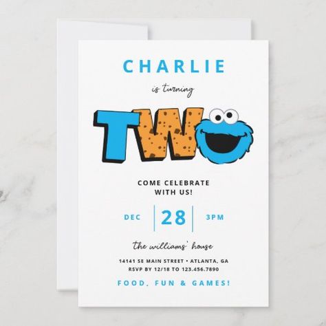 $2.93 | Cookie Monster - Second Birthday - cookie monster, sesame street, kids birthday, toddler birthday, cookie birthday, cookie monster birthday, sesame street birthday, cookie monster 2nd birthday, sesame street second birthday invitation, cookie monster birthday invitation Cookie Monster Party Invitations, Cookie Monster Gonger Birthday, Cookie Monster Birthday Invitations, Cookie Monster Second Birthday, Cookie Monster Birthday Decorations, Cookie Monster 3rd Birthday Party, Cookie Monster 2nd Birthday Girl, Cookie Monster Theme Party, Cookie Monster 2nd Birthday Boy