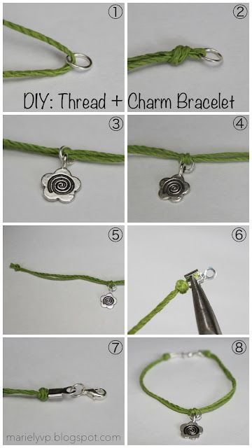 Thread Bracelets Tutorial, Kids Charm Bracelet, Bracelets With String, Handmade Charm Bracelets, Diy Bracelets With String, Homemade Bracelets, Thread Bracelet, Bracelet Craft, Bracelets Handmade Diy