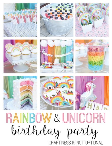 rainbow-unicorn-party! Unicorn And Rainbow Birthday Party, Lila Party, Rainbow Unicorn Birthday Party, Happy Unicorn, Unicorn And Rainbow, Rainbow Unicorn Party, Rainbow Parties, Rainbow Unicorn Birthday, Unicorn Birthday Party