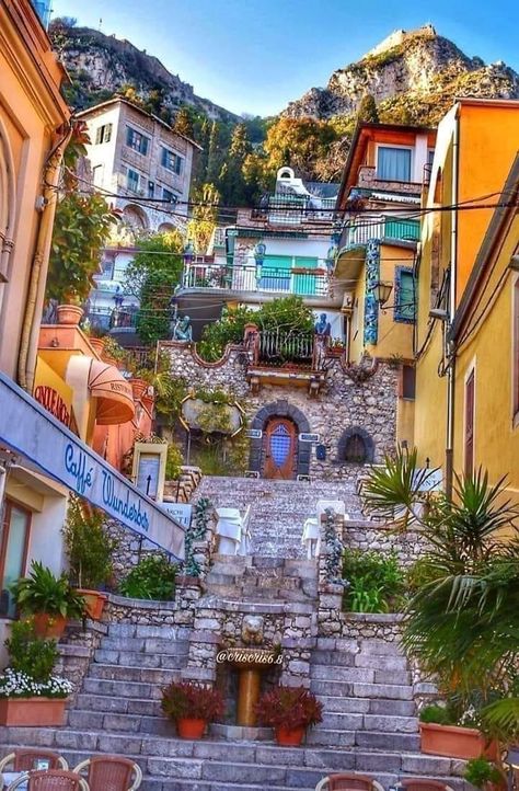 Taormina Sicily Taormina Sicily Italy, Taormina Italy, Italy Trip Planning, Taormina Sicily, Italy Painting, Positano Italy, Italy Aesthetic, Sicily Italy, Beautiful Places To Visit