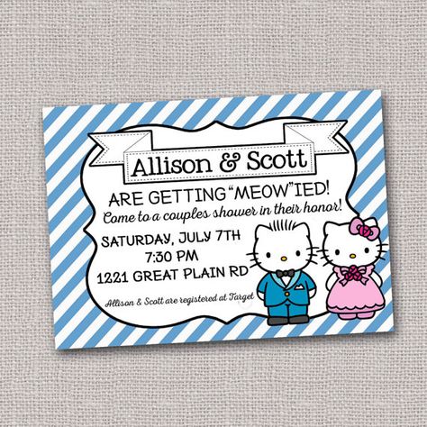 Hello Kitty Wedding Invitation, Hello Kitty Couple, Kitty Couple, Sanrio Style, Hello Kitty Wedding, Dear Daniel, Couple Wedding Shower, Twins Baby Shower, Couple Shower