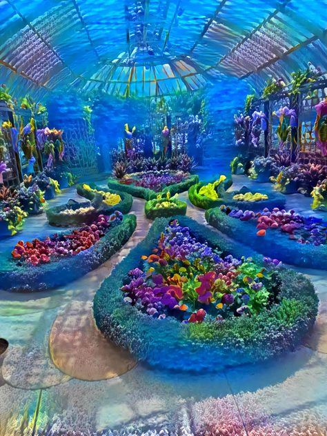 "The Garden of Synesthesia" Conservatory photograph mixed with underwater image using Google deep dream. Hoco Themes, Spongebob Musical, Underwater Garden, Underwater Plants, Underwater Images, Underwater Theme, Mermaid Drawings, Sensory Room, Deep Dream