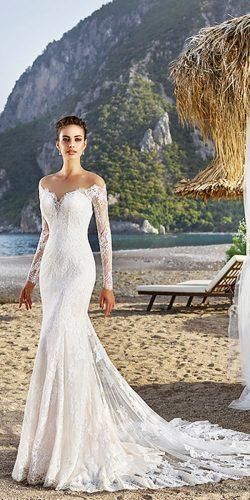 Eddy K Wedding Dresses And#8211; 2018 Bridal Collection ★ lace tule long sleeve bridal collection 2018 eddy k wedding dresses model bali Bali Wedding Dress, Long Sleeve Wedding Dress Lace Mermaid, Long Sleeve Mermaid Wedding Dress, Sheath Wedding Dress Lace, Eddy K, Dress Maker, Muslim Wedding Dresses, Long Sleeve Wedding Dress Lace, Bali Wedding