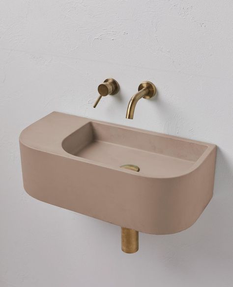 CONCRETE NATION™ on Instagram: “Our Aura Pod in Clay, the perfect wall hung basin designed to meet the demand for small compact spaces and powder rooms. ⁠ ⁠ Explore our…” Mint Green Walls, Power Room, Downstairs Toilet, Concrete Basin, Basin Design, Wall Mounted Basins, Powder Rooms, Bathroom Basin, Polished Concrete