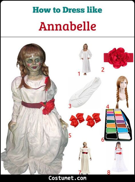 Anabelle Doll Costume, Diy Annabelle Costume Women, The Conjuring Costume, Anabelle Costume Women, Diy Annabelle Costume, Annabelle Costume Women, Anabelle Makeup Halloween, Annabelle Doll Costume, Annabelle Makeup Halloween