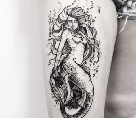 Tropisches Tattoo, Tattoo Mermaid, Tropical Tattoo, Tattoo Trend, Hip Tattoos Women, Best Tattoos For Women, Disney Tattoo, Mermaid Tattoo, Mermaid Tattoos