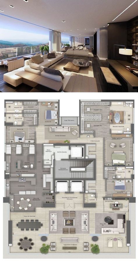 1 Floor Mansion, Modern Mansion Floor Plan, Penthouse Apartment Floor Plan, Penthouse Layout, Luxury Floor Plans, House Plans Mansion, Mansion Floor Plan, Building House Plans Designs, Architectural Floor Plans