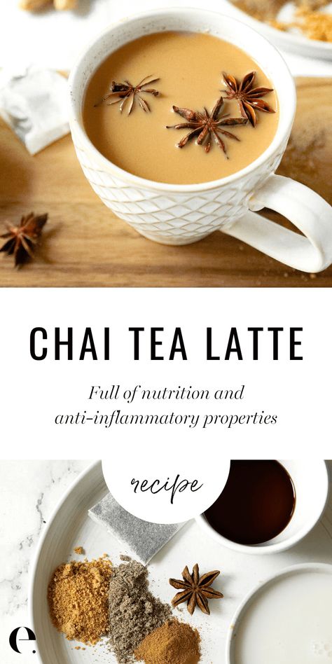 Learn how to create the tastiest & most Nutritious Homemade Chai Tea Latte. Chai Tea has many anti-inflammatory properties, so you can drink up guilt-free. Indian American Inspired Cuisine. #ElizabethRider Vanilla Chai Tea Latte Recipe, Homemade Chai Tea Latte, Breakfast Bento, Pantry Mixes, Indian Chai Tea, Chai Tea Latte Recipe, Homemade Chai Tea, Caffeine Free Drinks, Homemade Chai