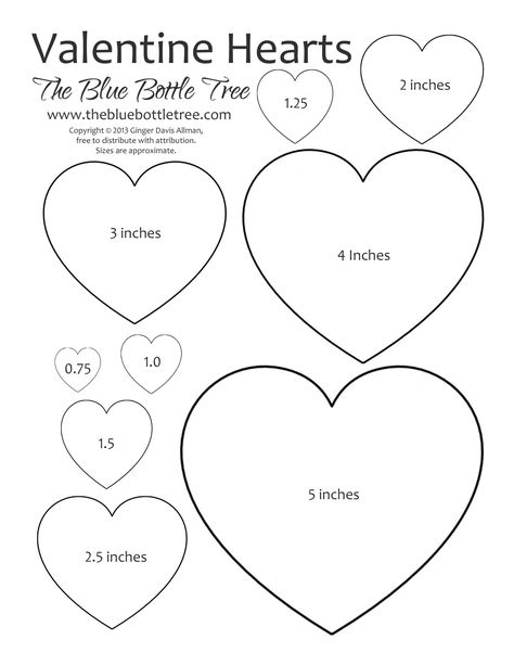 Valentine Hearts Clip Art, in sizes ranging from 3/4" to 5", printing on either letter or A4 sized paper. Printable Hearts, Blue Bottle Tree, Printable Heart Template, Hearts Clipart, Valentines Bricolage, Heart Clip Art, Kartu Valentine, Bottle Tree, Heart Printable