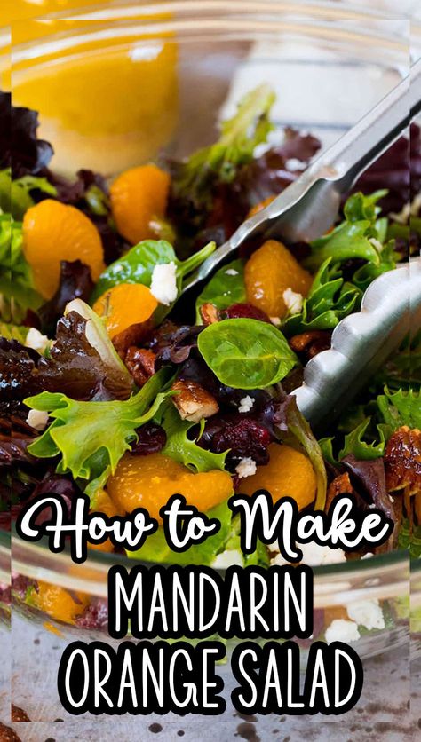 Spring Mix Salad Recipes, Tangerine Salad, Mandarine Recipes, Candied Pecans For Salad, Orange Salad Recipes, Mix Vegetable Recipe, Mandarin Orange Salad, Christmas Salad Recipes, Spring Mix Salad