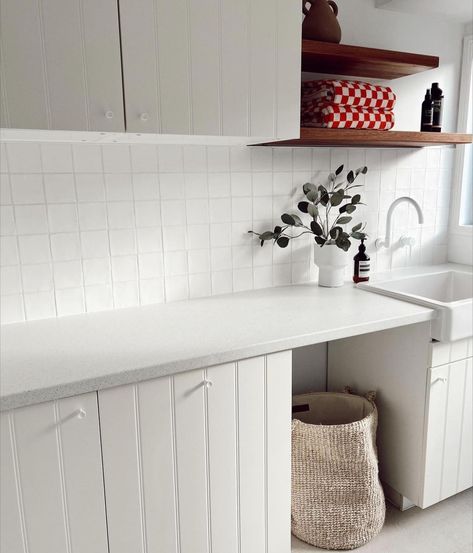 White Tile Splashback, Ikea Tiles, White Fish Scale Tile, White Ikea Kitchen, White Kitchen Splashback, Ikea Australia, Fish Scale Tile, Tile Splashback, Butler Sink