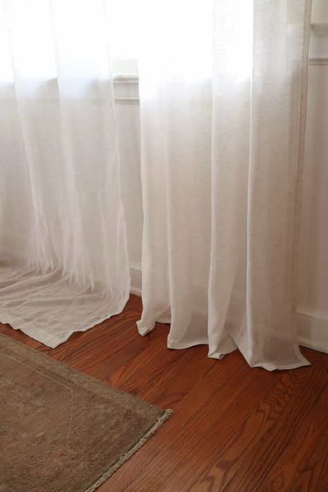 How To Drape Curtains, Pinch Pleat Cafe Curtains, Hemming Curtains, Shorten Curtains, How To Hem Curtains, Shear Curtains, Curtains Without Sewing, Curtain Tutorial, Cafe Curtain