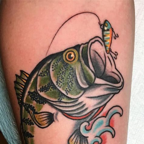 Largemouth Bass Tattoo, Large Mouth Bass Tattoo, Redfish Tattoo, Bass Tattoo, Large Mouth Bass, Traditional Tattoo Sleeve, Largemouth Bass, Design Drawings, Tattoo Sleeve