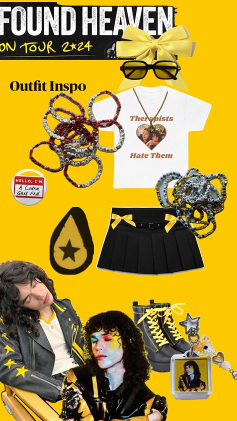 #concert #conangray #fyp #outfit #aesthetic #yellow #black Conan Gray Aesthetic, Outfit Inso, Grey Stuff, Aesthetic Yellow, Gray Aesthetic, Concert Fits, Grey Outfit, Conan Gray, Outfit Aesthetic