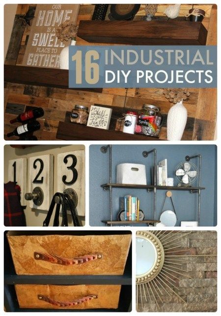 Great Ideas — 16 Industrial DIY Projects! Industrial Diy Decoration, Industrial Diy Decoration Ideas, Industrial Diy Projects, Diy Industrial Home Decor, Urban Industrial Decor, Diy Office Decor, Industrial Diy, Industrial Home Design, Industrial Style Decor