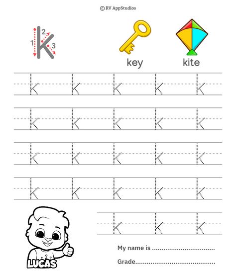 Small Letter k Trace Letter K Worksheet, Lower Case K, Printable Alphabet Worksheets, Kids Worksheets, Small Letter, Kids Worksheets Printables, Lowercase Alphabet, Preschool Writing, Lowercase Letter