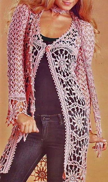 Ravelry: Lace Cardigan pattern by DzigNine Lace Cardigan Pattern, Crochet Lace Jacket, Poncho Au Crochet, Crocheted Cardigan, Beau Crochet, Crochet Cardigan Pattern Free, Crochet Tunic, Crochet Coat, Pink Crochet